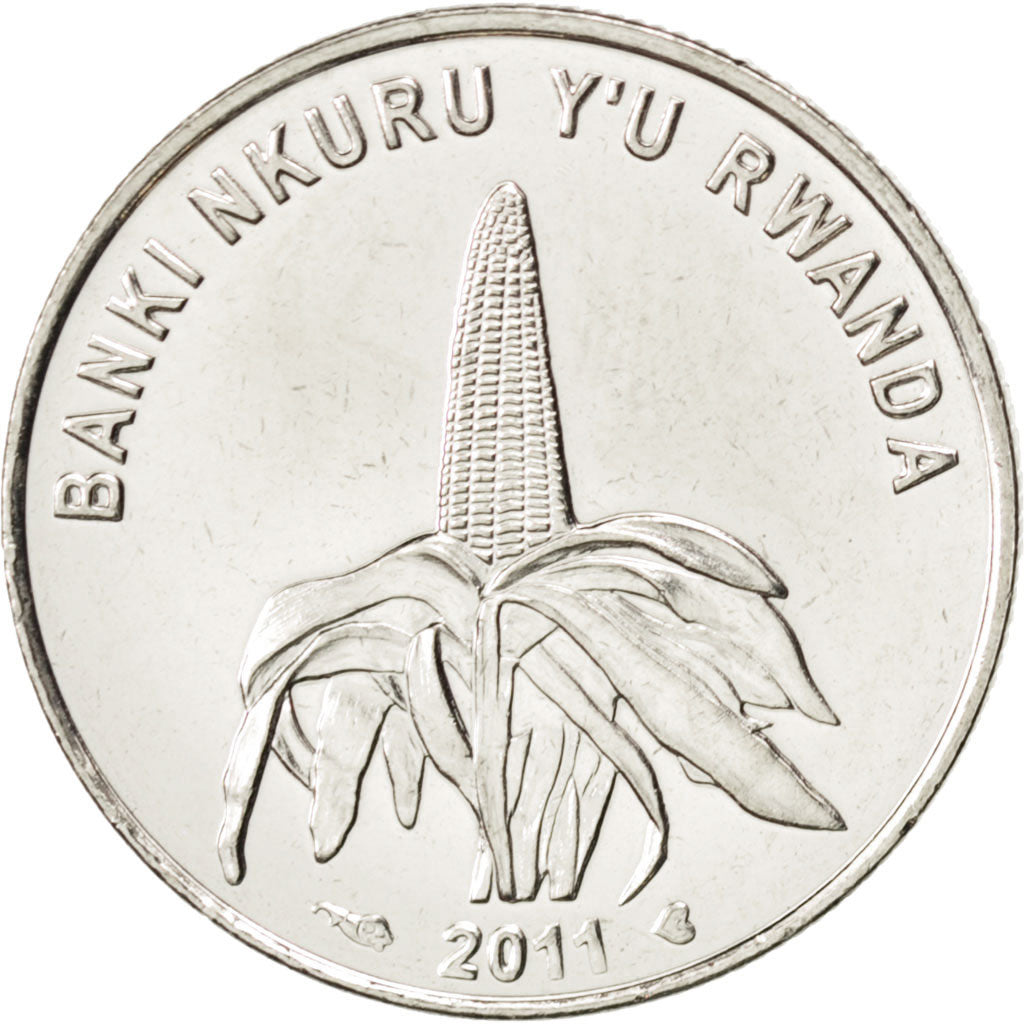Coin, Rwanda, 50 Francs, 2011, MS(63), Nickel plated steel, KM:New