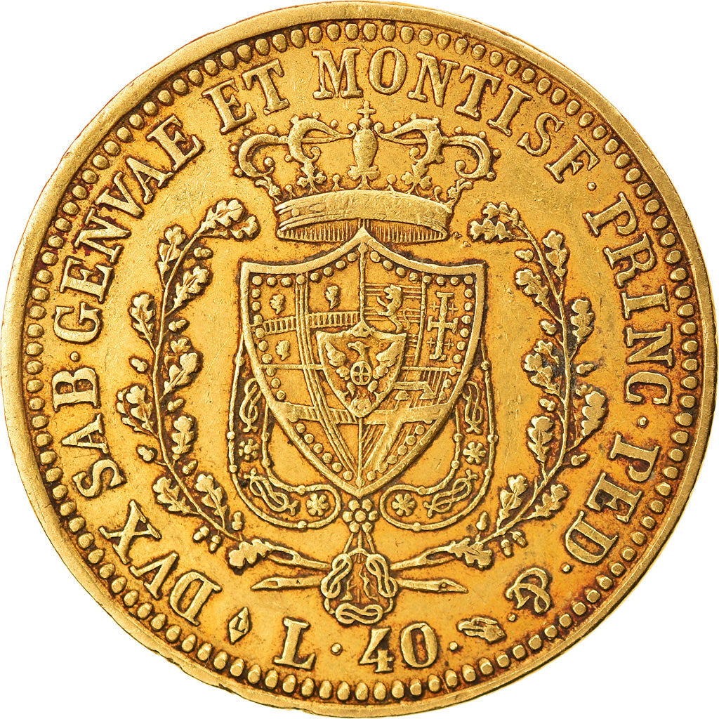Moneta, STATI ITALIANI, SARDINIA, Carlo Felice, 40 Lire, 1825, Torino, BB, Oro
