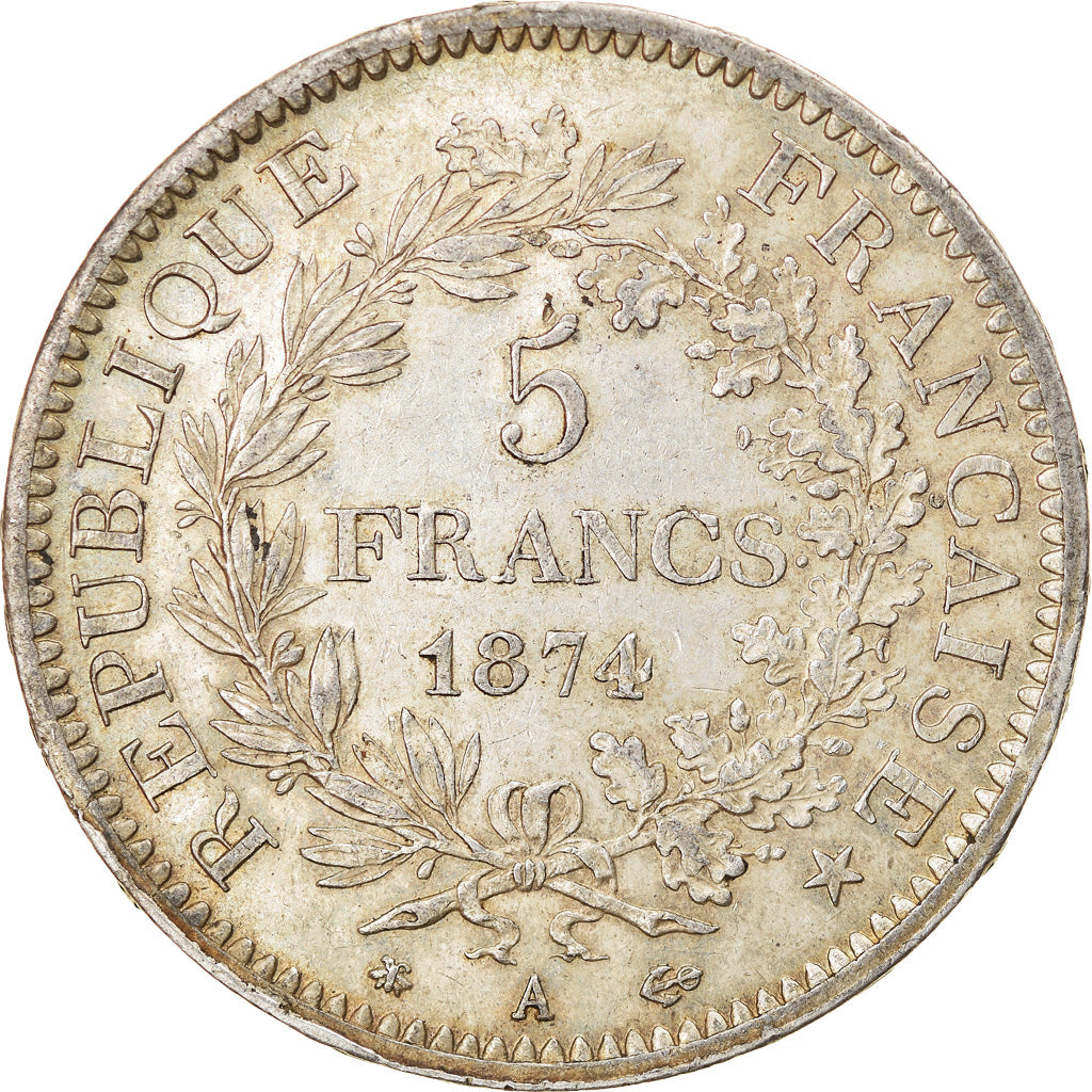 Coin, France, Hercule, 5 Francs, 1874, Paris, AU(50-53), Silver, KM:820.1