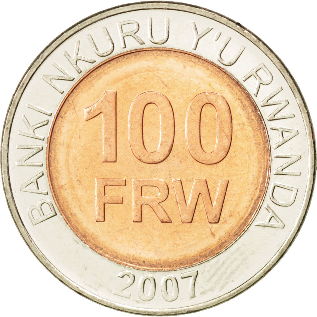 RWANDA, 100 Francs, 2007, British Royal Mint, KM #32, MS(63), Bi-Metallic, 27,..