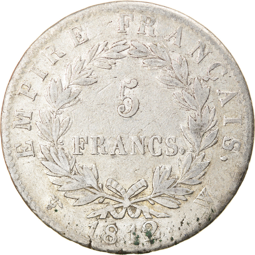 Moeda, França, Napoléon I, 5 Francs, 1812, Lille, VF(30-35), Prata, KM:694.16