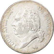 Moneta, Francia, Louis XVIII, 5 Francs, 1824, Paris, BB+, Argento, KM:711.1