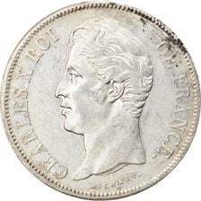 Moneda, Francia, Charles X, 5 Francs, 1830, La Rochelle, MBC+, Plata, KM:728.5