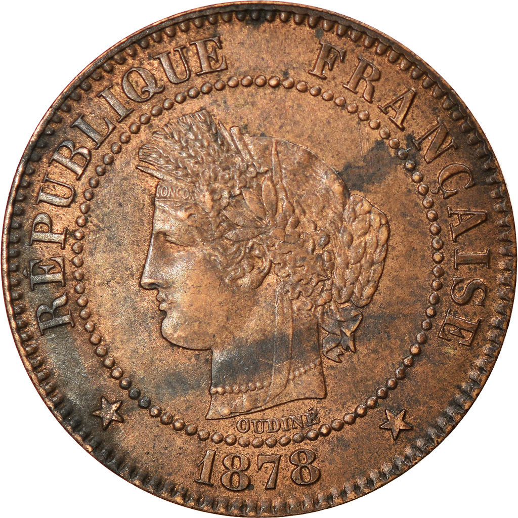 Coin, France, Cérès, 2 Centimes, 1878, Paris, AU(50-53), Bronze, KM:827.1