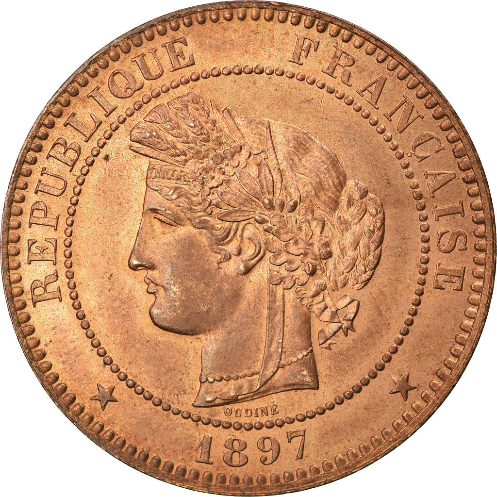 Moneta, Francia, Cérès, 10 Centimes, 1897, Paris, SPL, Bronzo, KM:815.1