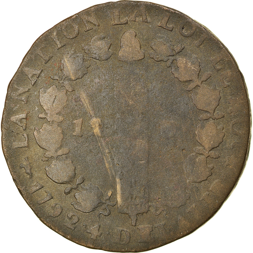 Moeda, França, Louis XVI, 12 Deniers, 1792, Arras, VF(20-25), Bronze