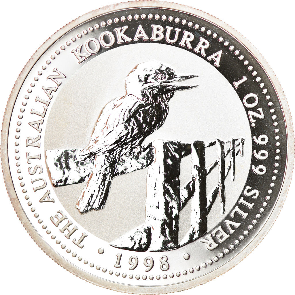 Coin, Australia, Australian Kookaburra, 1 Dollar, 1998, 1 Oz, MS(65-70), Silver