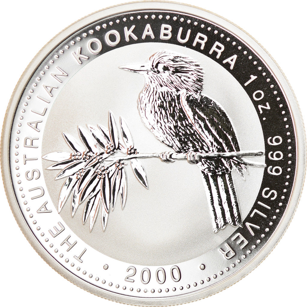 Coin, Australia, Australian Kookaburra, 1 Dollar, 2000, 1 Oz, MS(65-70), Silver