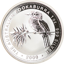 Coin, Australia, Australian Kookaburra, 1 Dollar, 2000, 1 Oz, MS(65-70), Silver
