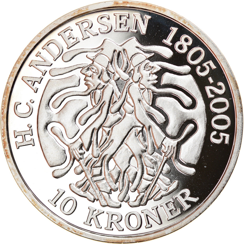 Coin, Denmark, Margrethe II, The Shadow, 10 Kroner, 2006, MS(65-70), Silver