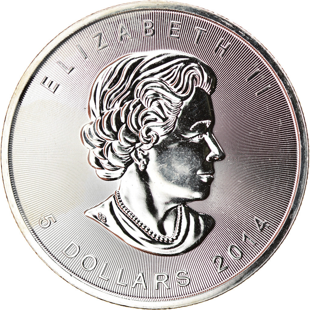 Moneta, Canada, Elizabeth II, Maple Leaf, 5 Dollars, 2014, 1 Oz, FDC, Argento