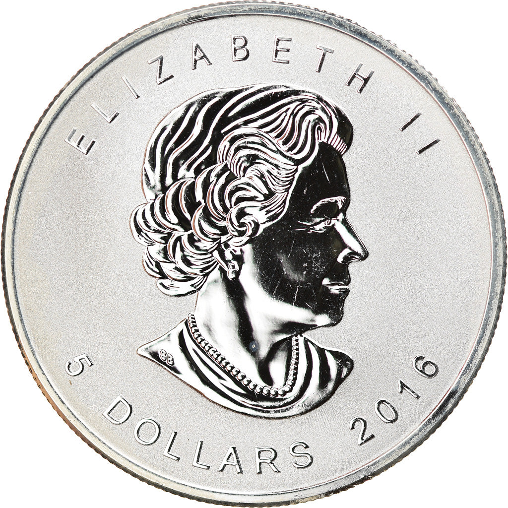 Münze, Kanada, Elizabeth II, Maple Leaf, 5 Dollars, 2016, 1 Oz, STGL, Silber