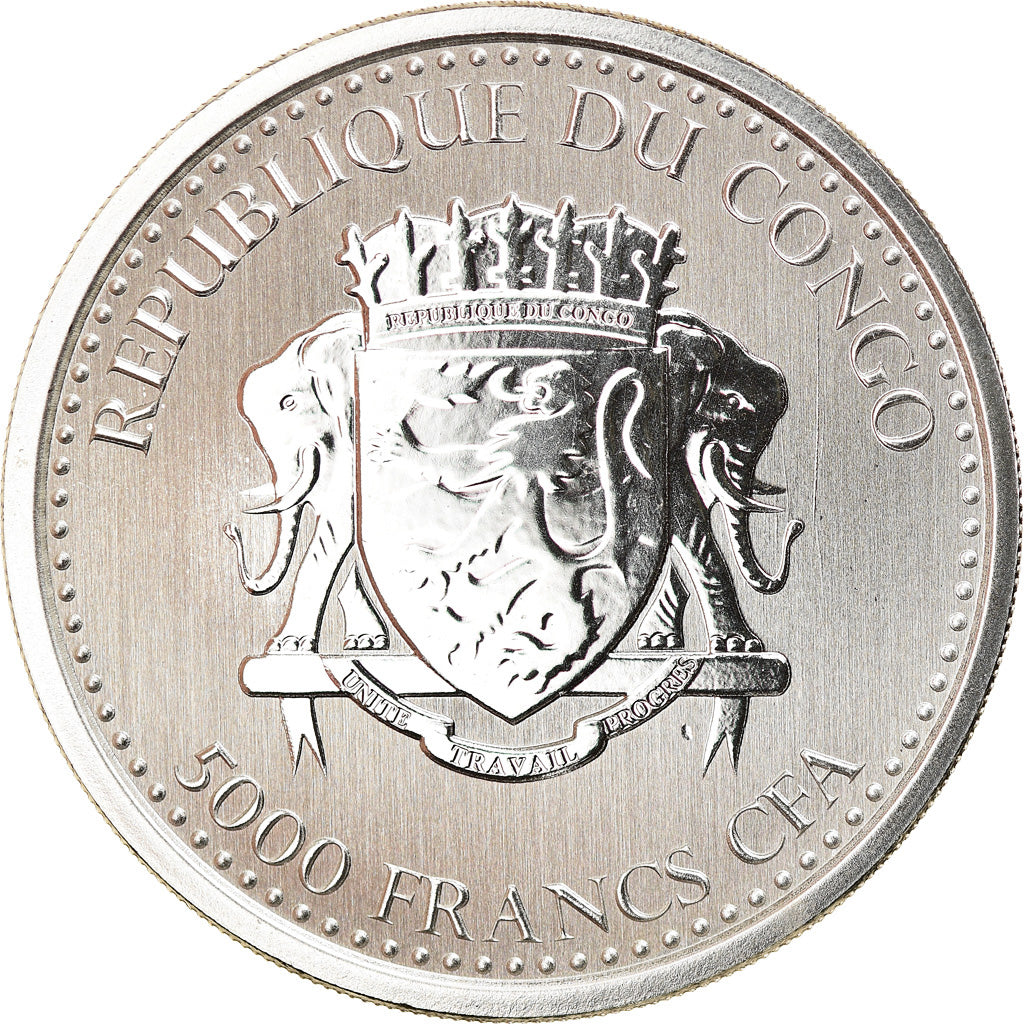 Munten, Republiek Congo, Congo Silverback Gorilla, 5000 Francs CFA, 2019, 1 Oz