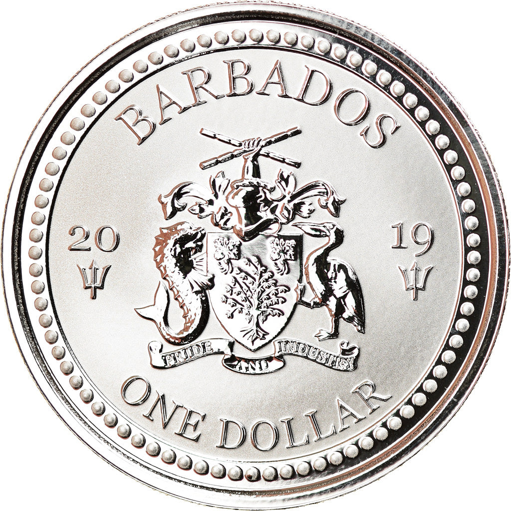 Coin, Barbados, Lionfish, 1 Dollar, 2019, 1 Oz, MS(65-70), Silver