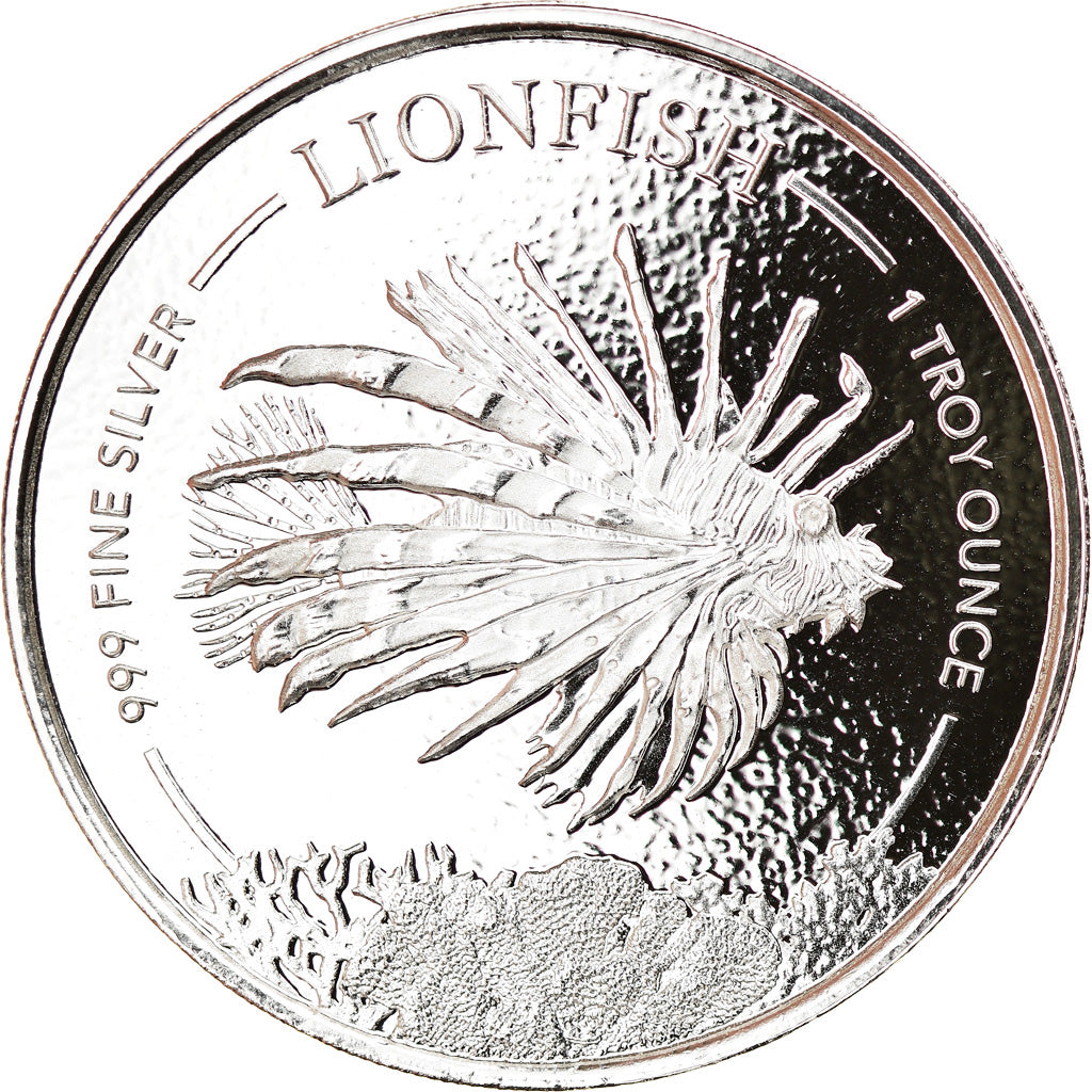 Coin, Barbados, Lionfish, 1 Dollar, 2019, 1 Oz, MS(65-70), Silver