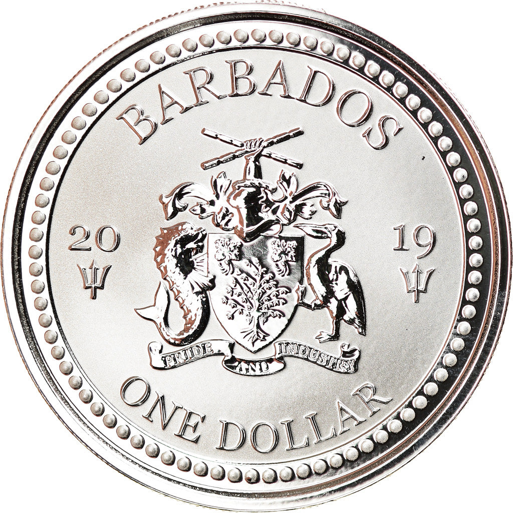 Coin, Barbados, Lionfish, 1 Dollar, 2019, 1 Oz, MS(65-70), Silver