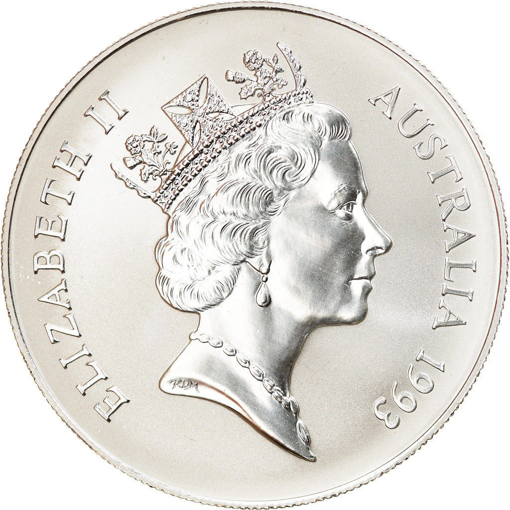 Coin, Australia, Australian Kangaroo, 1 Dollar, 1993, 1 Oz, MS(65-70), Silver