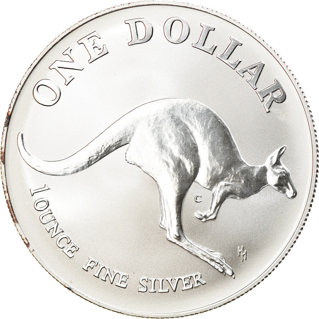 Coin, Australia, Australian Kangaroo, 1 Dollar, 1993, 1 Oz, MS(65-70), Silver