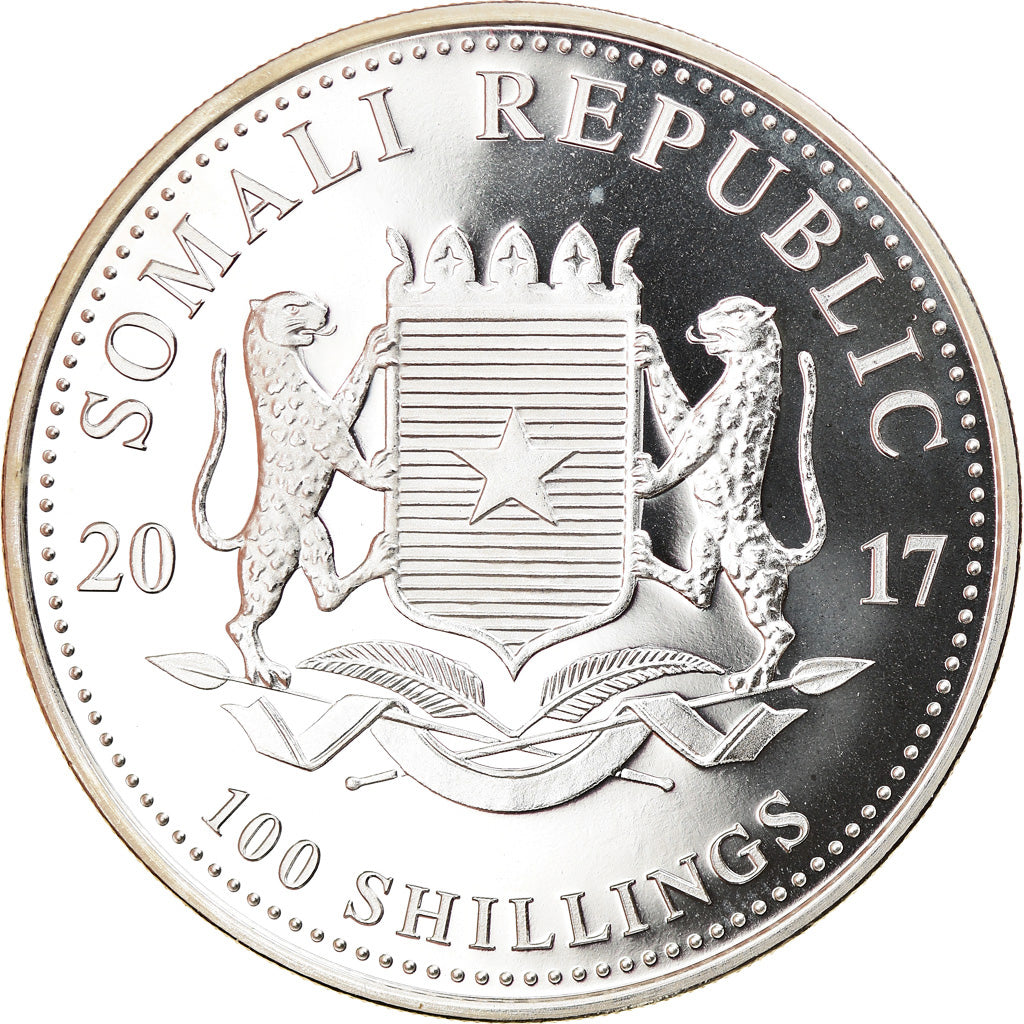 Monnaie, Somalie, Elephant, 100 Shillings, 2017, 1 Oz, FDC, Argent