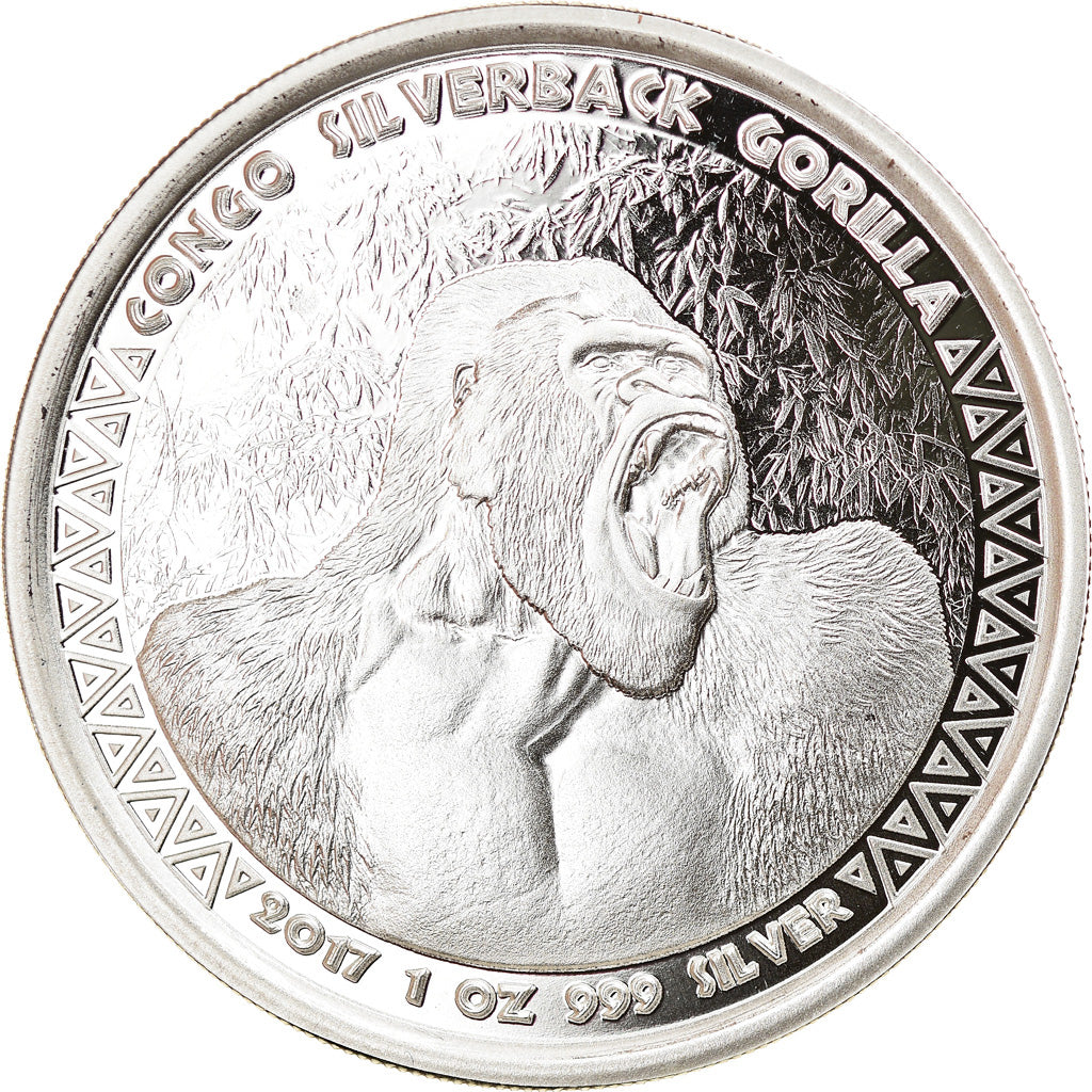 Coin, Congo Republic, Congo Silverback Gorilla, 5000 Francs CFA, 2017, 1 Oz
