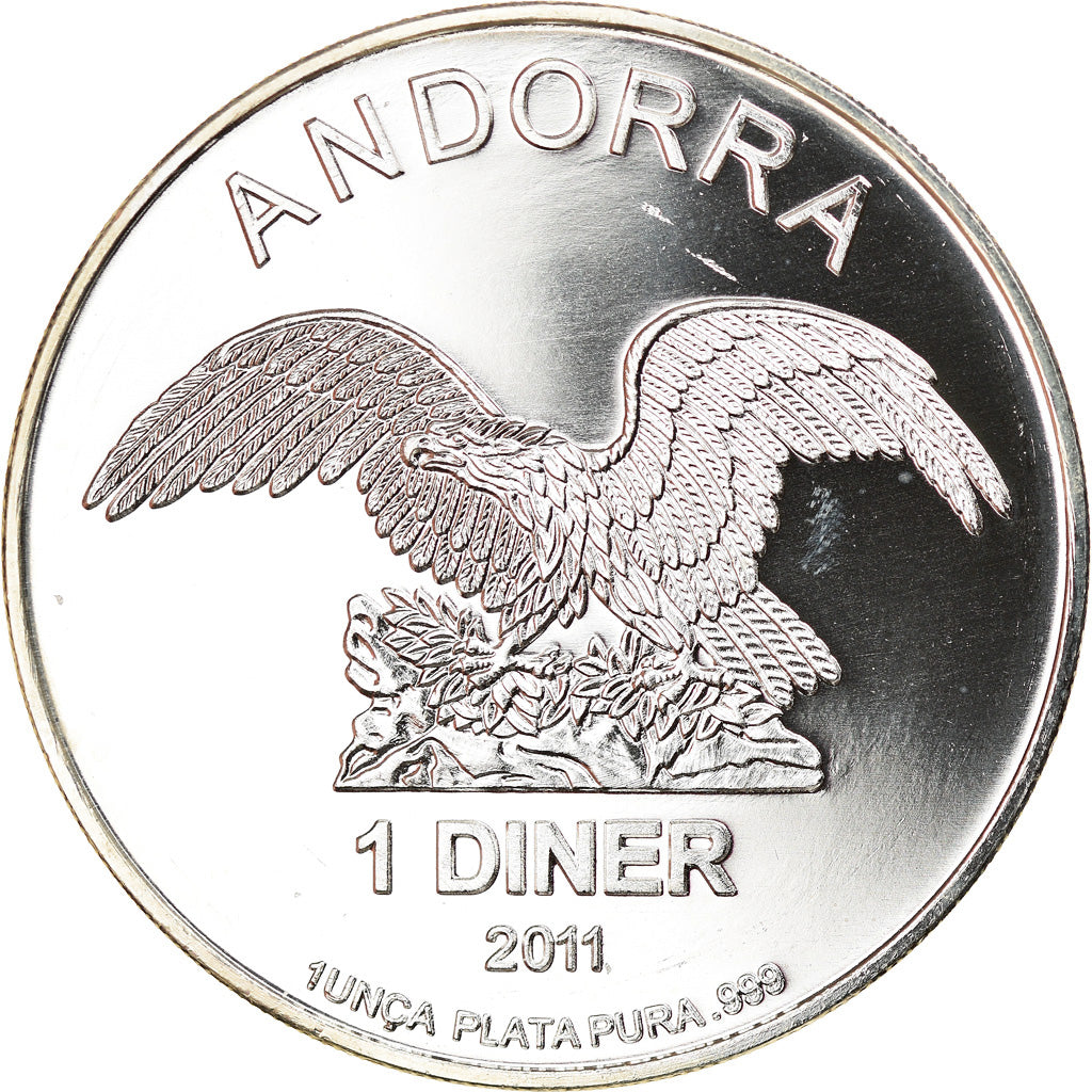 Moeda, Andorra, Andorra Eagle, Diner, 2011, 1 Oz, MS(65-70), Prata