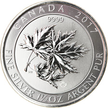 Münze, Kanada, Elizabeth II, Maple Leaves, 8 Dollars, 2017, 1-1/2 Oz, STGL