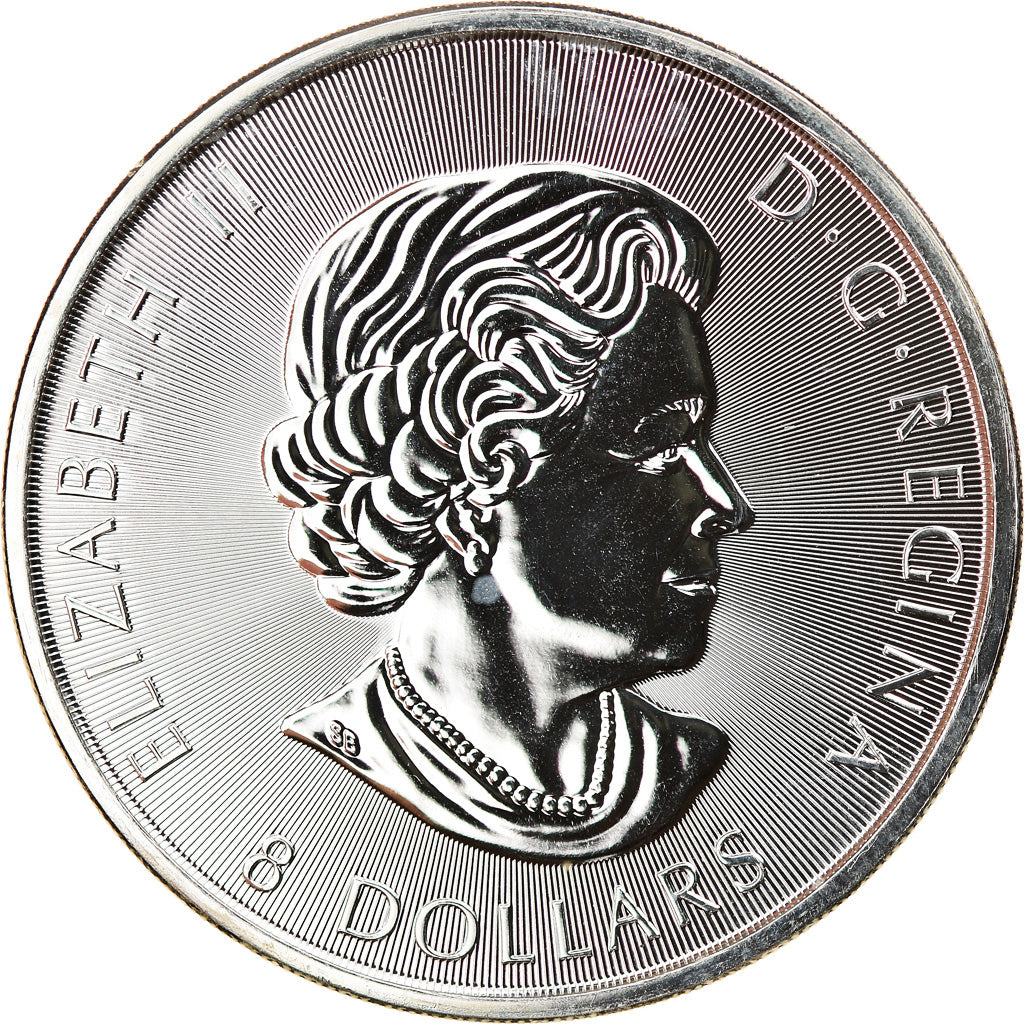 Münze, Kanada, Elizabeth II, Maple Leaves, 8 Dollars, 2017, 1-1/2 Oz, STGL