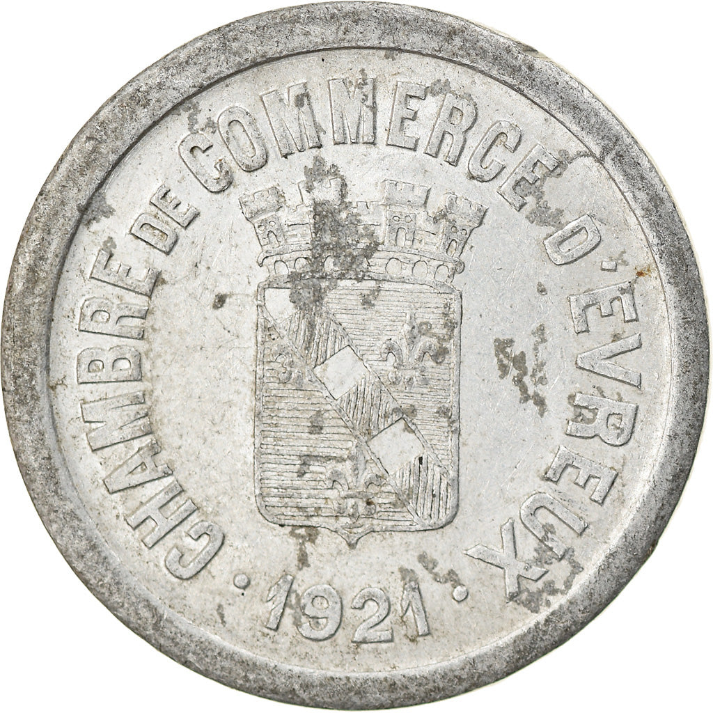 Moneta, Francia, Chambre de Commerce, Evreux, 10 Centimes, 1921, BB+, Alluminio