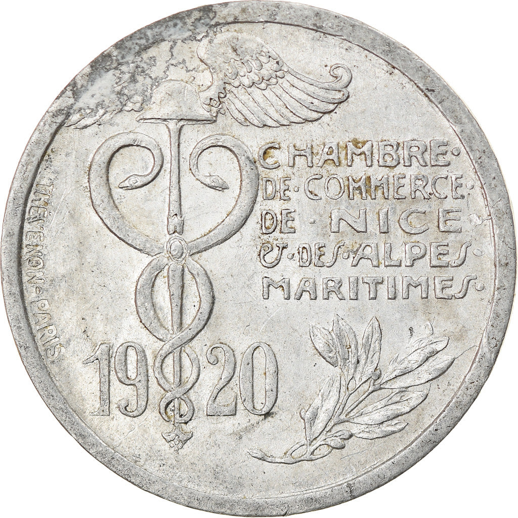 Coin, France, Chambre de Commerce, Nice, 10 Centimes, 1920, AU(50-53)