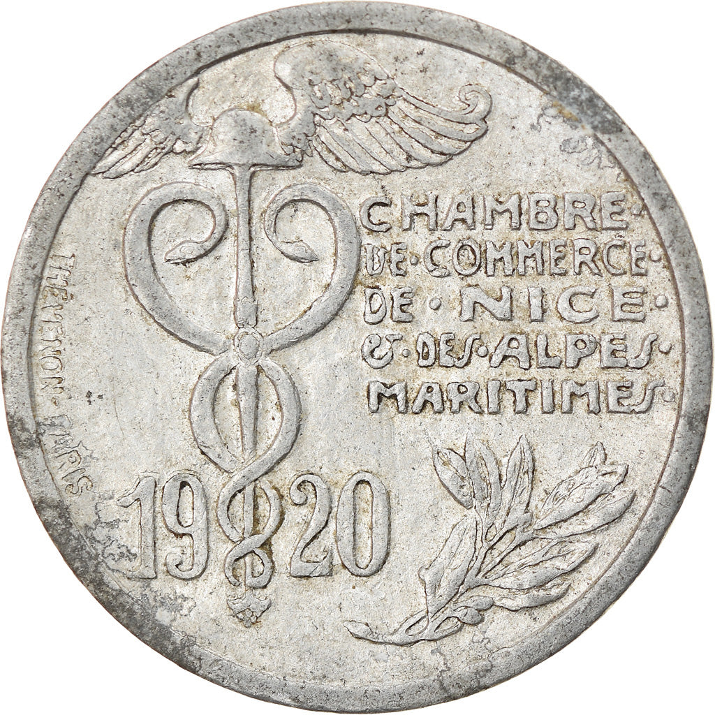 Coin, France, Chambre de Commerce, Nice, 10 Centimes, 1920, AU(50-53)