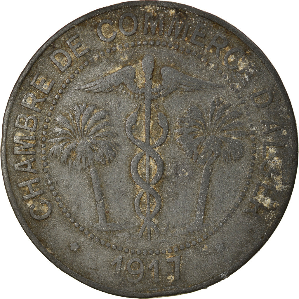 Coin, Algeria, Chambre de Commerce, Alger, 10 Centimes, 1917, VF(30-35), Zinc