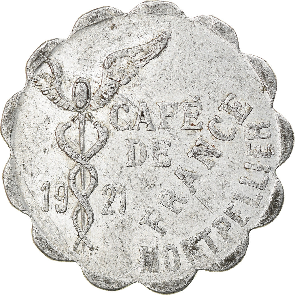 Munten, Frankrijk, Café de France, Montpellier, 10 Centimes, 1921, ZF