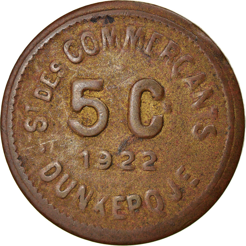 Coin, France, Société des Commerçants, Dunkerque, 5 Centimes, 1922