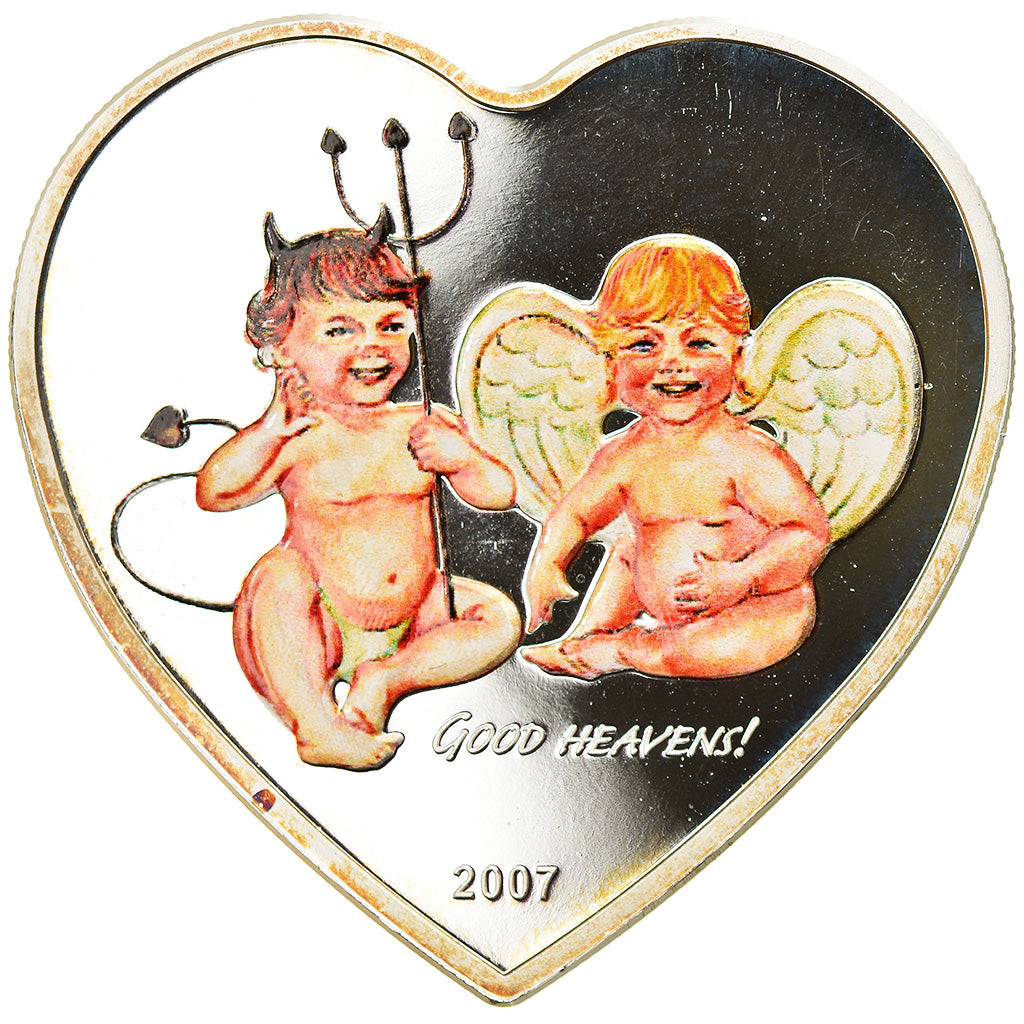Moneda, Palaos, Angel & Devil, 5 Dollars, 2007, FDC, Plata