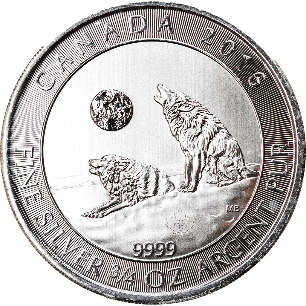Coin, Canada, Howling Wolves, 2 Dollars, 2016, 3/4 Oz, MS(65-70), Silver