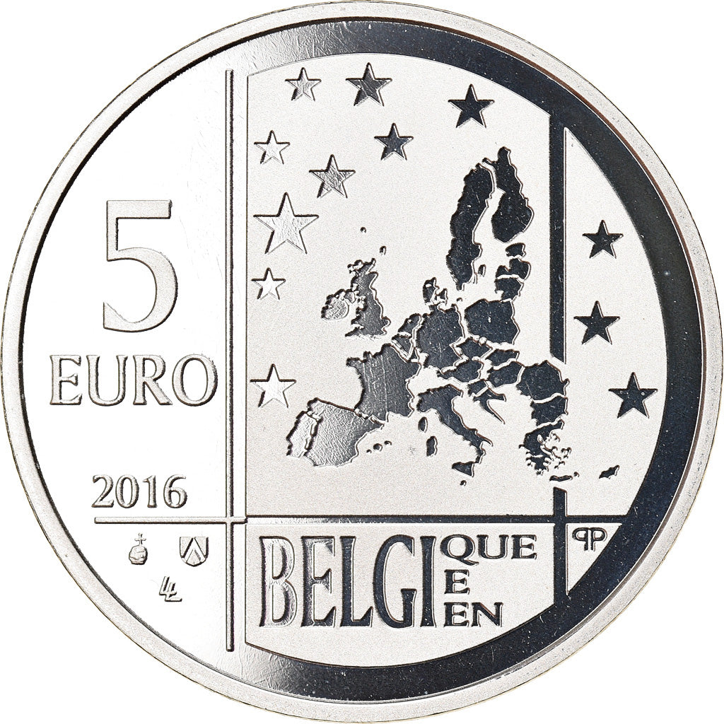 Belgium, 5 Euro, Emile Verhaeren, 2016, Proof, MS(65-70), Silver