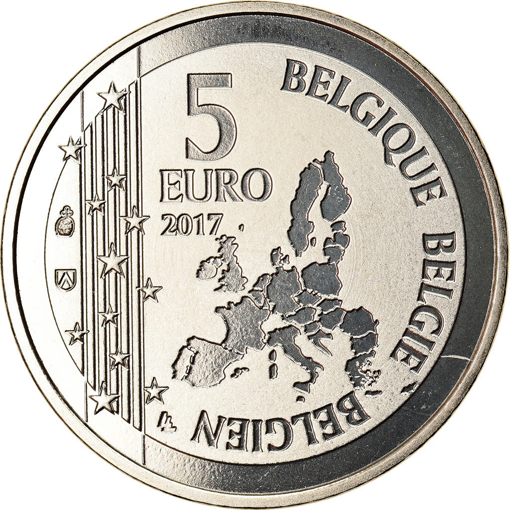 Belgium, 5 Euro, Gaston Lagaffe, 2017, MS(65-70), Copper-nickel
