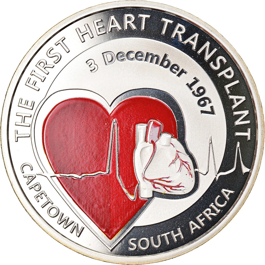 Bélgica, 5 Euro, 1st Heart Transplant, 2017, Proof, FDC, Plata