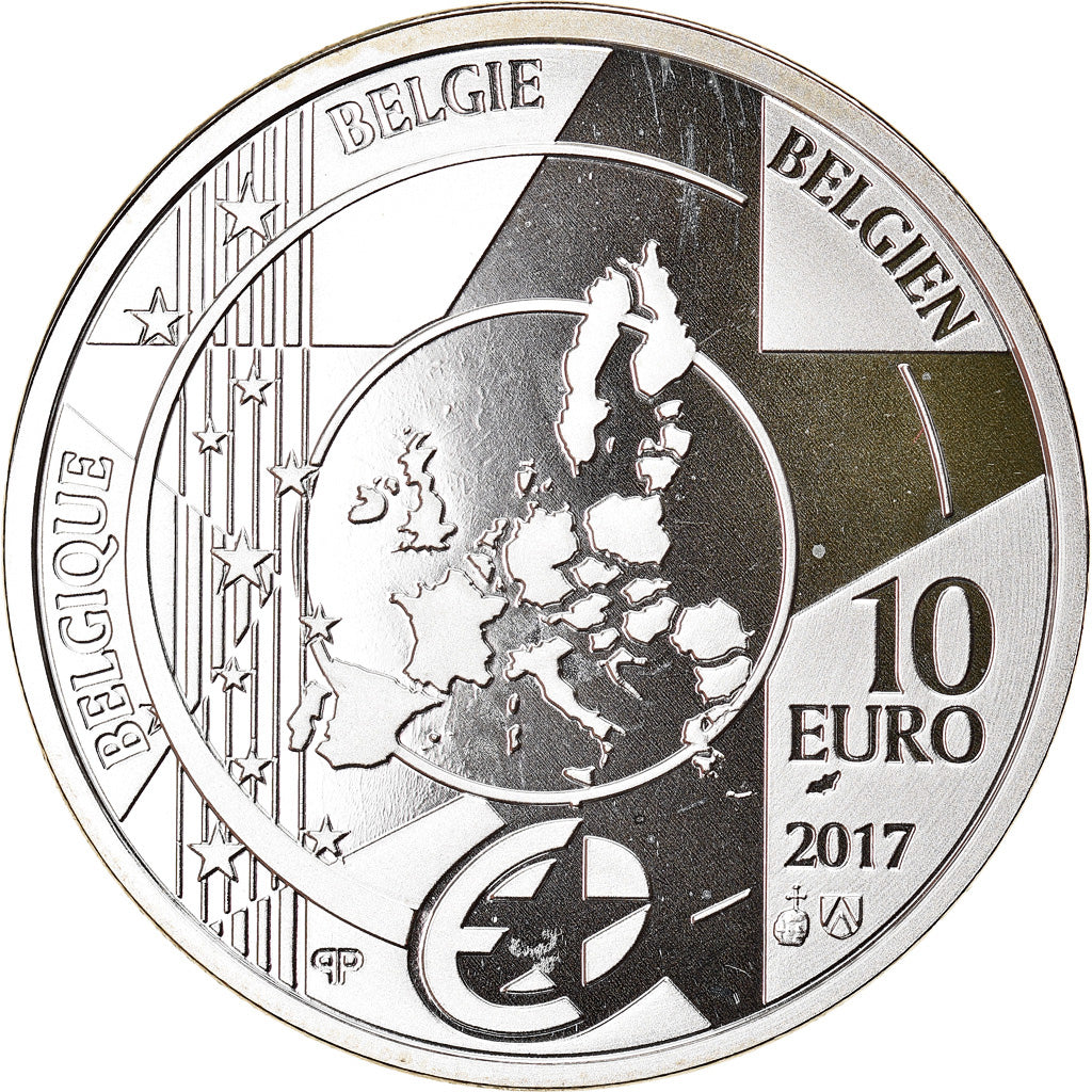 Belgien, 10 Euro, Antwerpen-Centraal railway station, 2017, Proof, STGL, Silber