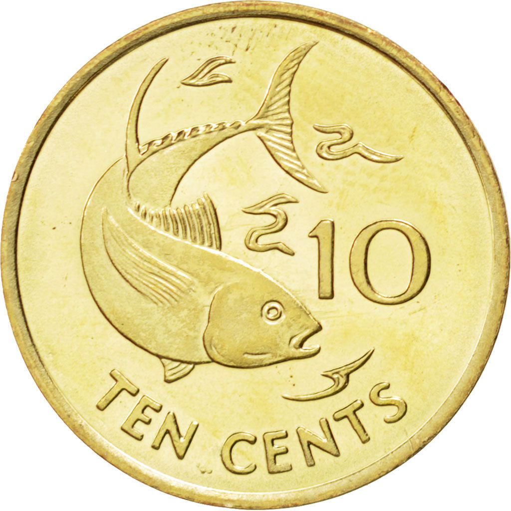 SEYCHELLES, 10 Cents, 2007, Pobjoy Mint, KM #48a, MS(63), Brass Plated Steel,...