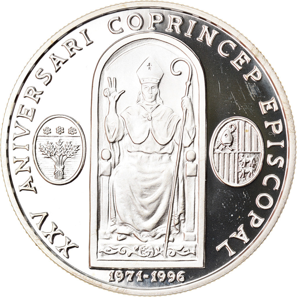 Coin, Andorra, Joan Martí i Alanis, 10 Diners, 1996, Proof, MS(65-70), Silver