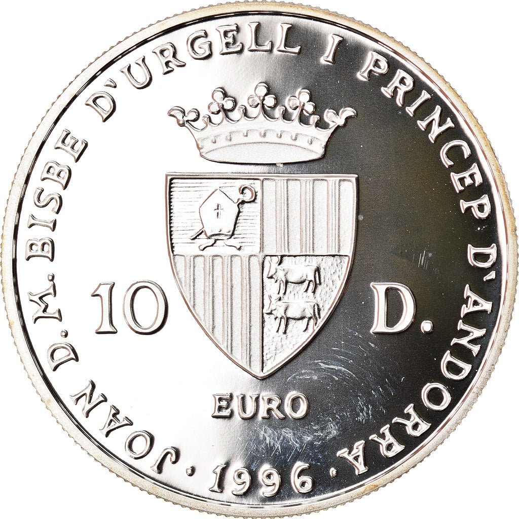 Coin, Andorra, Joan Martí i Alanis, 10 Diners, 1996, Proof, MS(65-70), Silver