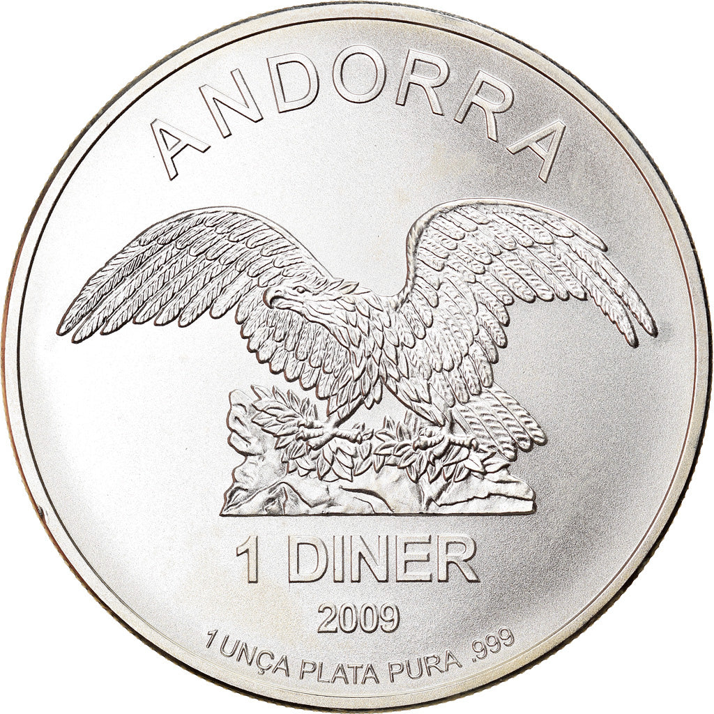 Moneda, Andorra, Andorra Eagle, Diner, 2009, 1 Oz, FDC, Plata