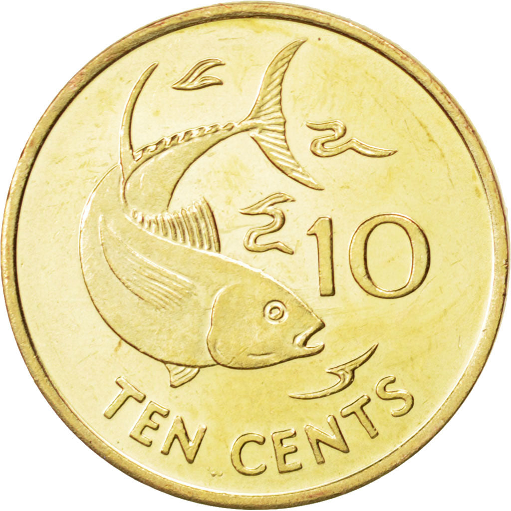 SEYCHELLES, 10 Cents, 2007, Pobjoy Mint, KM #48a, MS(63), Brass Plated Steel,...