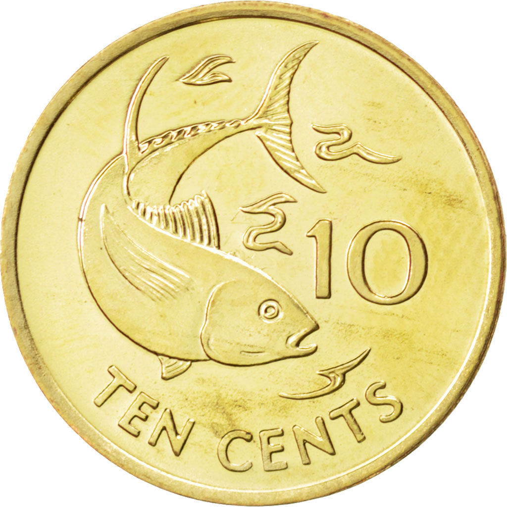 Coin, Seychelles, 10 Cents, 2007, MS(63), Brass plated steel, KM:48a