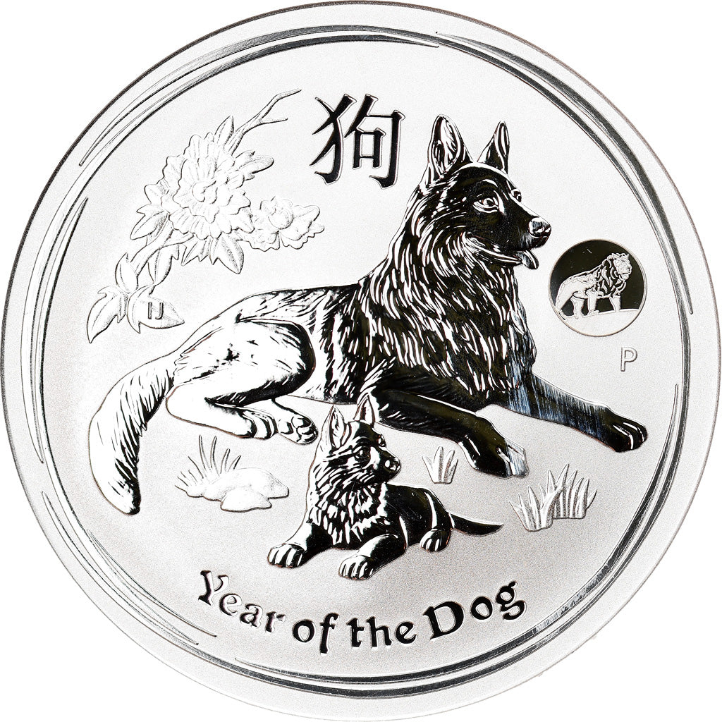 Moeda, Austrália, Year of the Dog, 1 Dollar, 2018, 1 Oz, MS(65-70), Prata