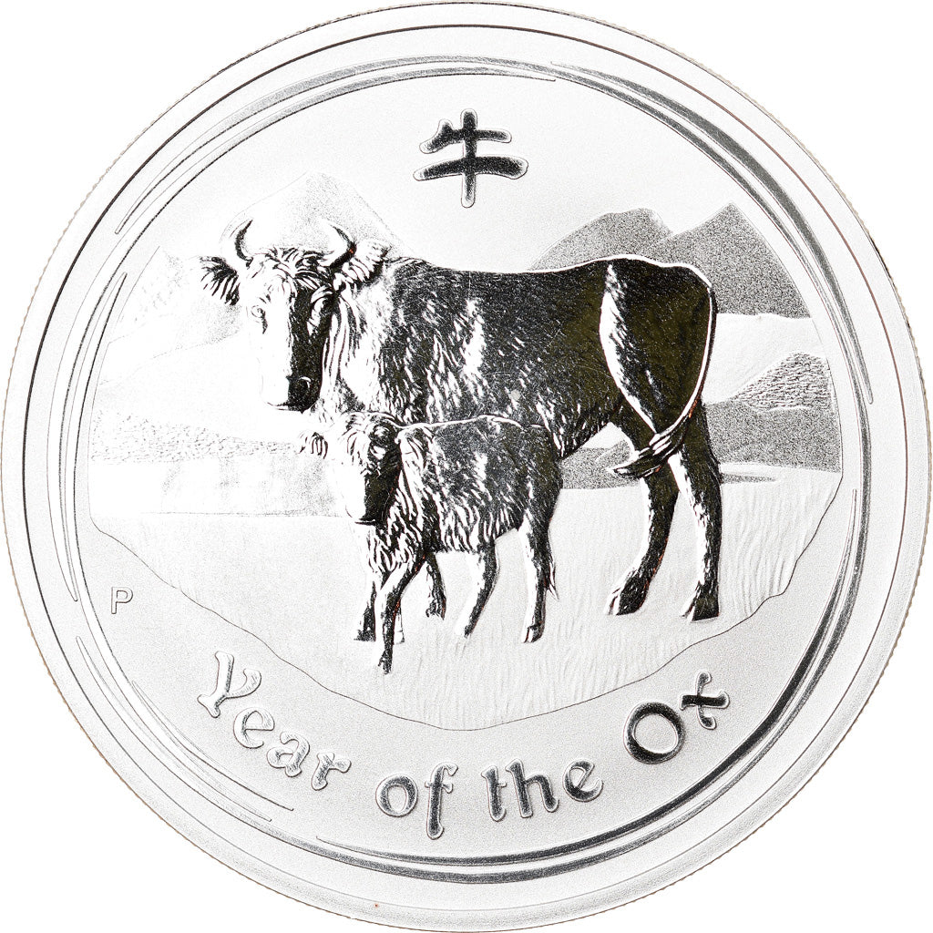Moeda, Austrália, Year of the Ox, 1 Dollar, 2009, 1 Oz, MS(65-70), Prata