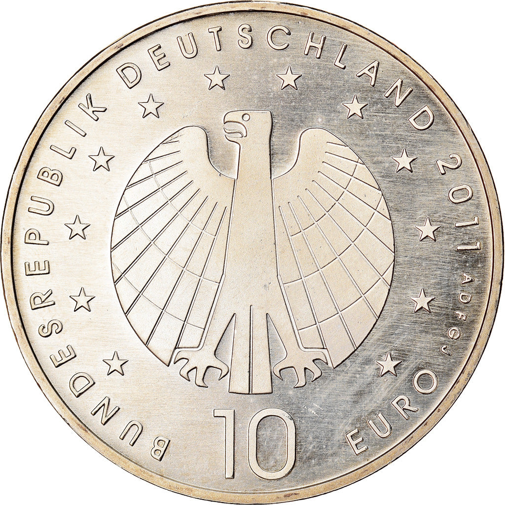 GERMANY - FEDERAL REPUBLIC, 10 Euro, 2011, Stuttgart, MS(63), Copper-nickel