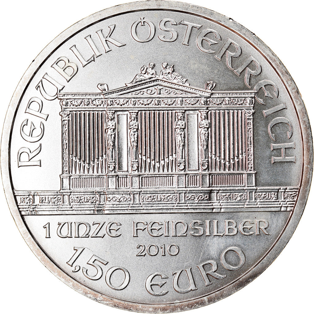 Austria, Philharmonic Orchestra, 1-1/2 Euro, 2010, 1 Oz, MS(63), Silver