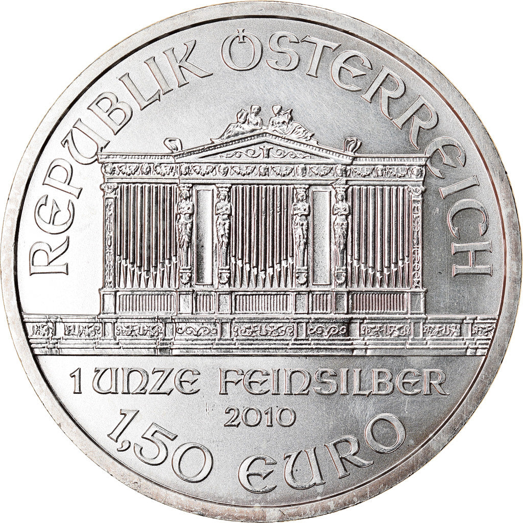 Austria, Philharmonic Orchestra, 1-1/2 Euro, 2010, 1 Oz, MS(63), Silver